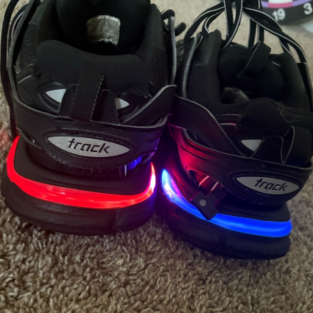 Trac Black and Red LED Sneakers with Athletic Sole